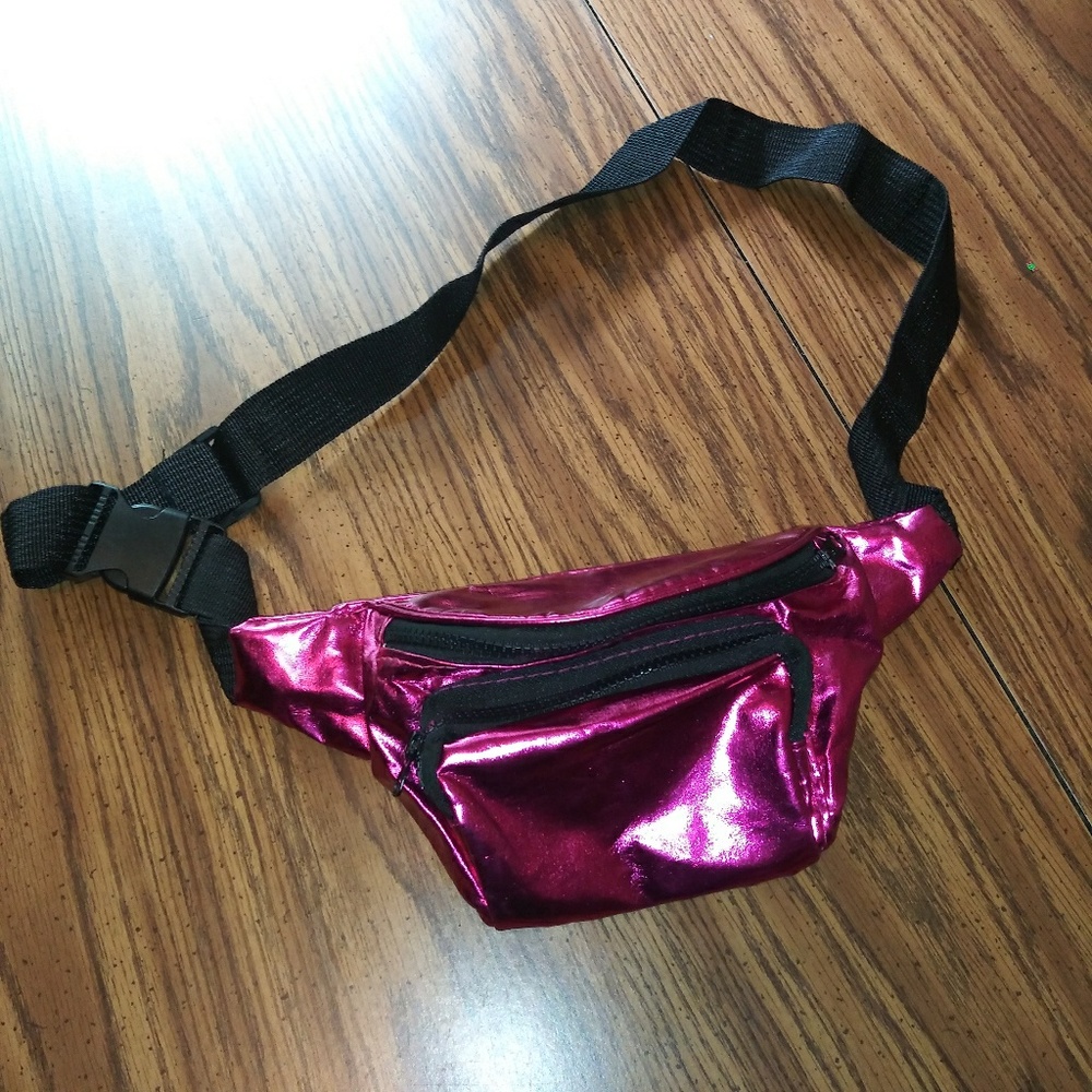 Hot Pink & Black Metallic Fanny Pack